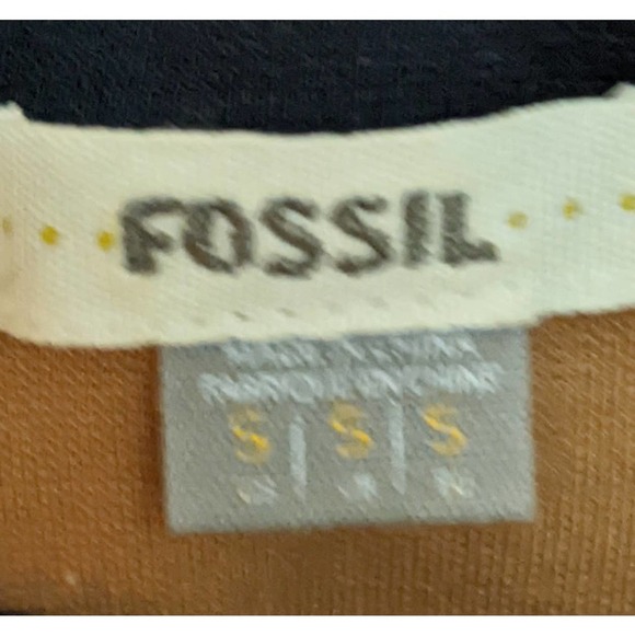 Fossil Dress Womens S Tan Black Rugby Striped Short Sleeve Sheath Zip Preppy - Picture 3 of 4